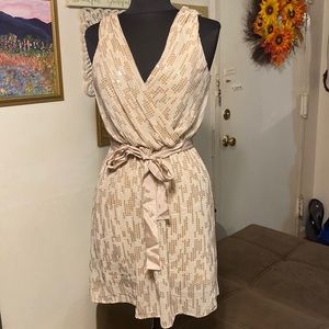 NWOT EXPRESS WOMEN BRONZE TANK SEQUIN GLITTER SEXY DRESS